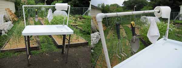 folding garden table with sink