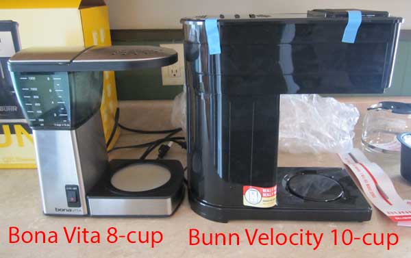 Bunn vs. Bona Vita coffee maker size