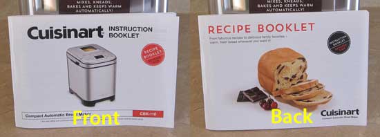 Cuisinart CBK-110 recipes and instruction manuals